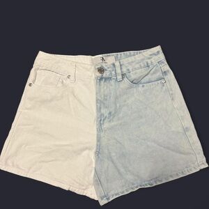 Two-Tone Denim Shorts